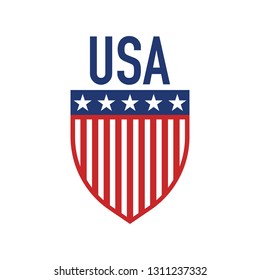 An american vector crest design featuring stars and stripes.