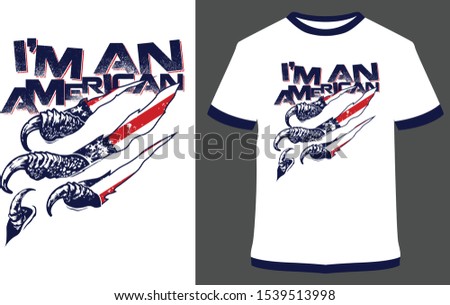 I am an American - Vector graphic, typographic poster, vintage, label, badge, logo, icon or t-shirt