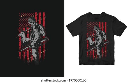 American vector Hunting T-Shirt Design 2