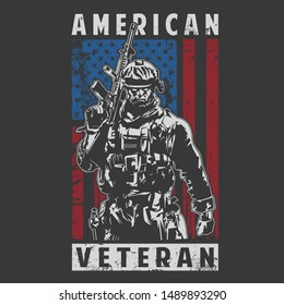 American Veteran Army Illustration Vector