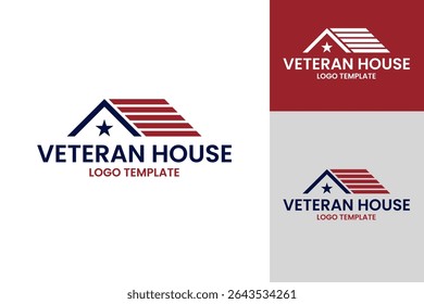 ilustração de vetor de modelo de design de logotipo de casa veterano americano