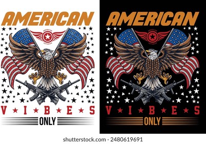 American American veteran Vibes Only 4th July t shirt design and graphics design