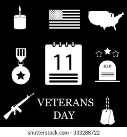 american veterans day icons set 