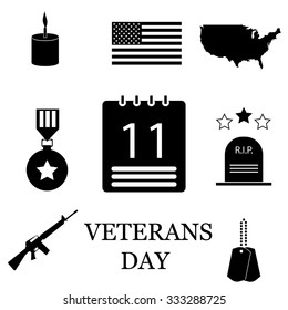 american veterans day icons set 