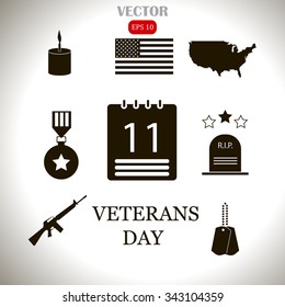 american veterans day icons set 