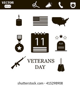 american veterans day icons set 