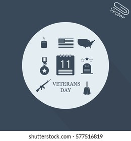 american veterans day icons set 