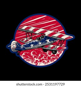 American Vintage Airplane Hangar Logo Vector Illustration