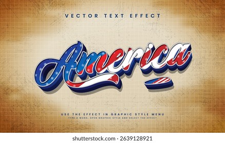American vintage, editable vector text effect with modern concept. Suitable for american event theme.
