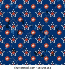 American vintage patriotic seamless pattern in national colors with spots