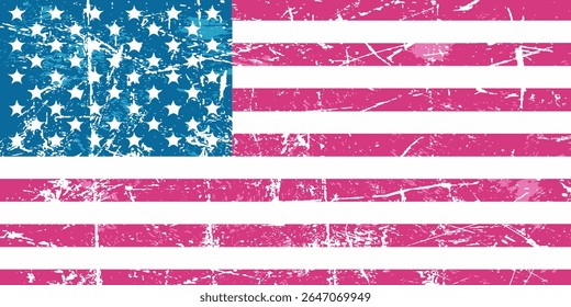 American vintage watercolor flag. Vector hand drawn illustration for 4th of July greeting card, print, banner, poster. USA Independence Day patriotic holiday design element