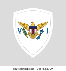 American Virgin Islands Flag in Shield Shape Frame