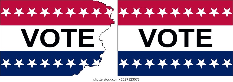 Vector de Banderas de Voto Americano. Bandera estándar y con bordes rotos