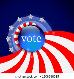 American vote vector graphic element with a banner and stars. 