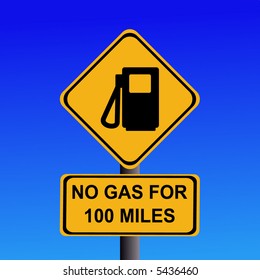 American Warning No Gas For 100 Miles Sign