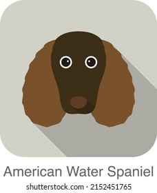 American water spaniel dog character, dog breed cartoon image series