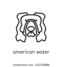 American Water Spaniel dog icon. Trendy modern flat linear vector American Water Spaniel dog icon on white background from thin line dogs collection, editable outline stroke vector illustration
