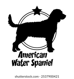 American Water Spaniel. dog silhouette,  dog, dog breeds, logo, vector, silhouette, logo design, animal, illustration, icon, sign, design, black,  symbol, pet