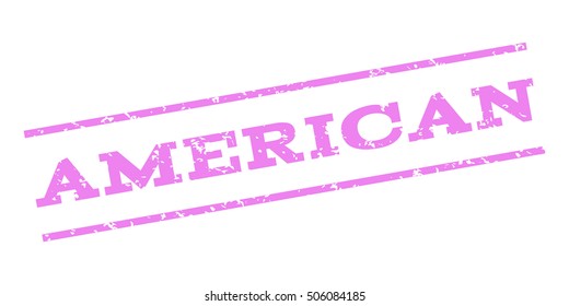 American watermark stamp. Text Caption between parallel lines with grunge design style. Rubber seal stamp with scratched texture. Vector violet color ink imprint on a white background.