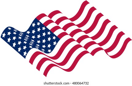 American wave flag vector illustration