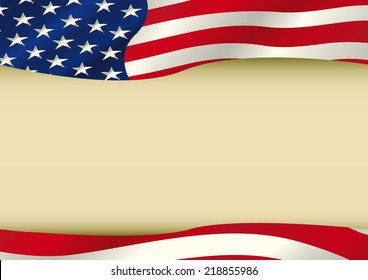 American waving flag. An horizontal american waving flag with a large copy space for your message. Ideal to use for a screen