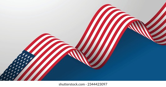 American waving flag ribbon background 