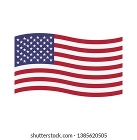 American waving flag vector icon. National symbol, red, white and blue with stars