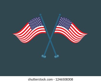 American  waving flag vector illustration
