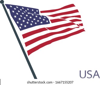 American waving flag vector illustration.