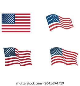 American Waving Flag Vector Set