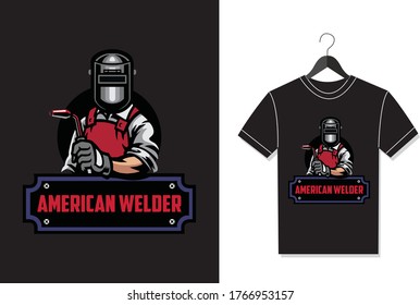 American Welder. Typography Vector graphic for t shirt. Vector Poster, typographic quote or t-shirt.