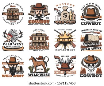 American Western Icons Rodeo Show Cowboy Stock Vector (Royalty Free ...