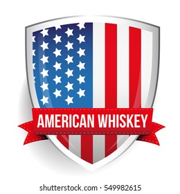 American Whiskey ribbon on USA flag vector