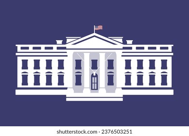 Ilustración De Vectores De La Casa Blanca Estadounidense, Residencia Del Presidente De Eeuu