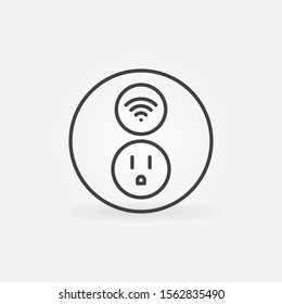 American Wifi Wireless Smart Socket vector round concept outline icon or logo