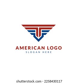 American wings emblem badge logo design