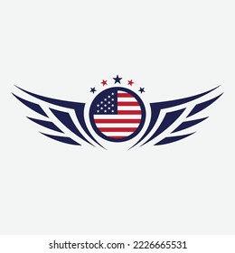 American wings and American veteran Aviation badge T-Shirt vector Logo