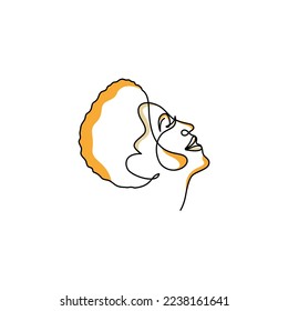 American woman line art minimalist logo. Modern line art, continuous, vector, graphic, icon, illustration