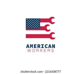 American Workers logo design illustration