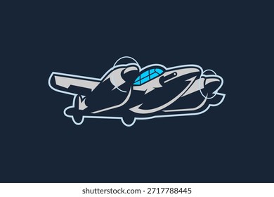 Ilustración vectorial de avión de combate americano ww2. logotipo de aeronave simple, equipo militar.