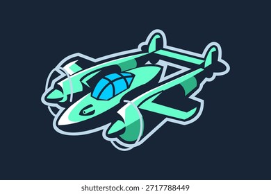 American ww2 fighter plane vector illustration. simple aircraft logo, military equipment.
