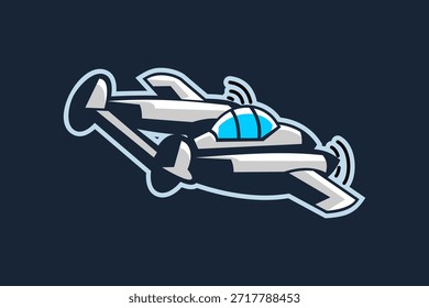 Ilustración vectorial de avión de combate americano ww2. logotipo de aeronave simple, equipo militar.