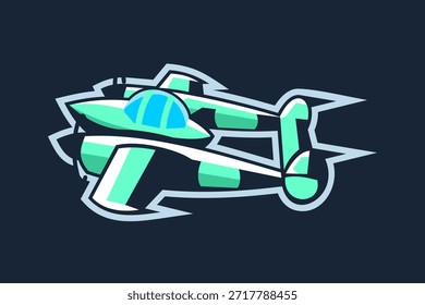 Ilustración vectorial de avión de combate americano ww2. logotipo de aeronave simple, equipo militar.