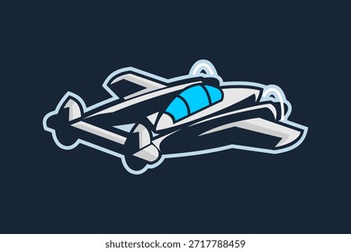 Ilustración vectorial de avión de combate americano ww2. logotipo de aeronave simple, equipo militar.