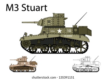 American WW2 M3 Stuart Light Tank