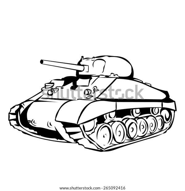 American Ww2 M4 Sherman Medium Tank Stock Vector (Royalty Free) 265092416