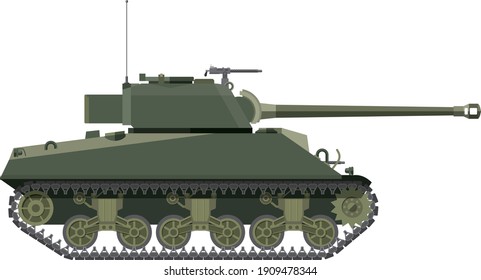 american ww2 m4 tank profile illustration vector