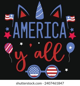 American y'all American 4th july independence day typography tshirt design