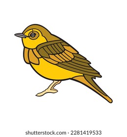 American Yellow Warbler. Vector illustration isolated on white background.