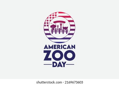 American Zoo Day. July 1. Holiday concept. Template for background, banner, card, poster with text inscription. Vector EPS10 illustration